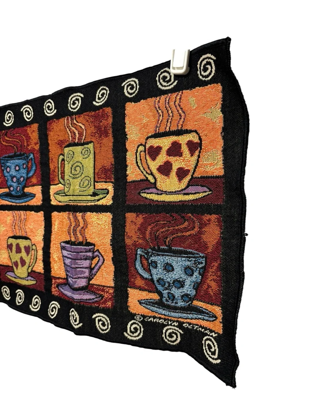 Vintage decorative kitchen table 4 placemats set retro unique stitch coffee cups